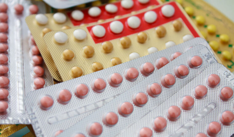 Packets of contraceptive pills.
