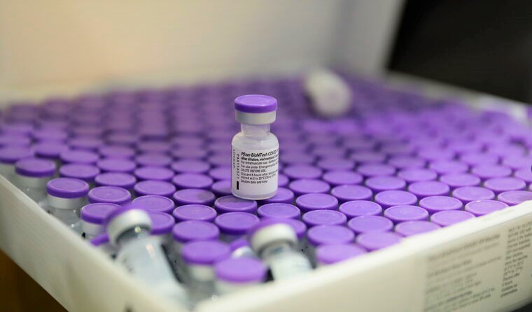 Box of Pfizer vaccine vials