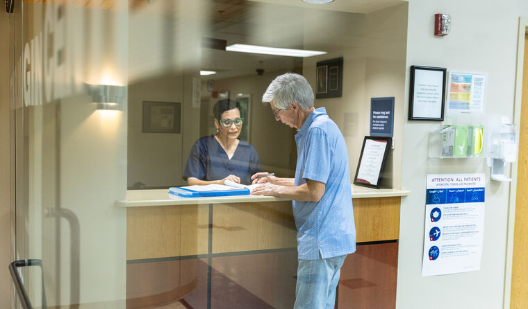 An image of a elderly person at a health service