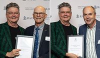 RACGP Vice President and Queensland Chair Dr Bruce Willet awarding Dr Steve Hambleton (left) and Dr Jon Cafferky with Life Membership. (Images supplied)
