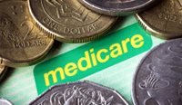 Medicare card and coins.
