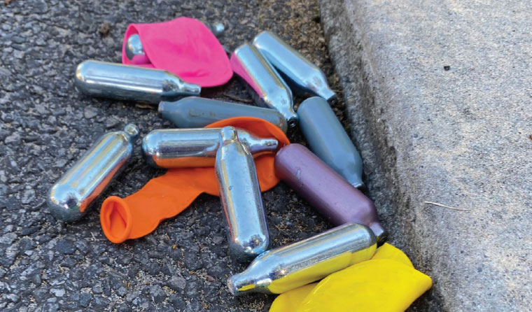 Figure 3. ‘Nangs’ and balloons discarded on a suburban Australian street