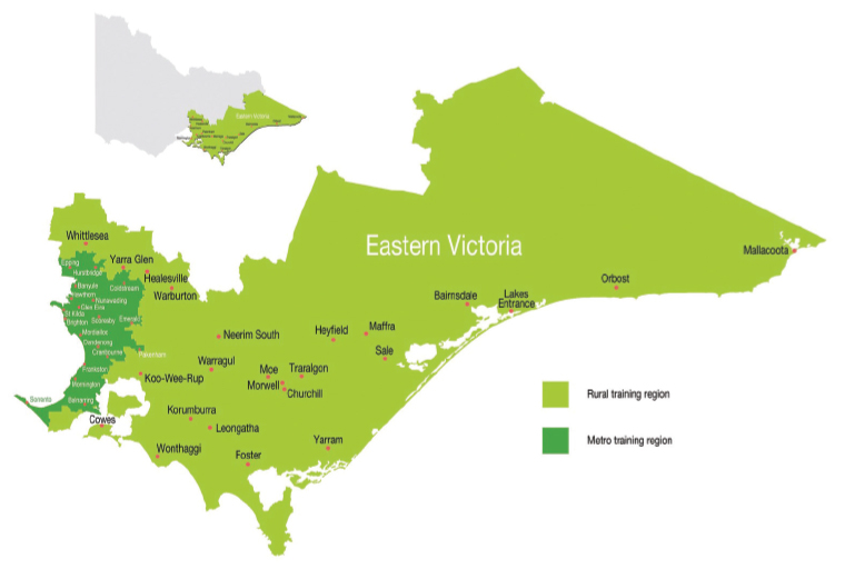 Eastern Victoria GP Training’s training region.