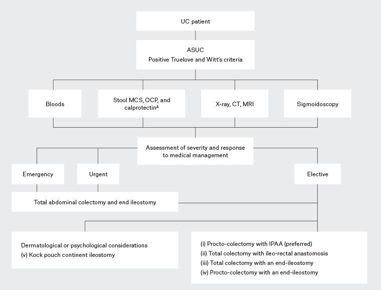 Management algorithm for patients presenting with acute severe ulcerative colitis.