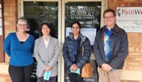 (L–R) Practice manager Janet Innes, Dr Karin Jodlowski-Tan, Dr Ramya Raman and Dr Michael Clements outside Earl Street Surgery, Narrogin. (Image: Supplied) 