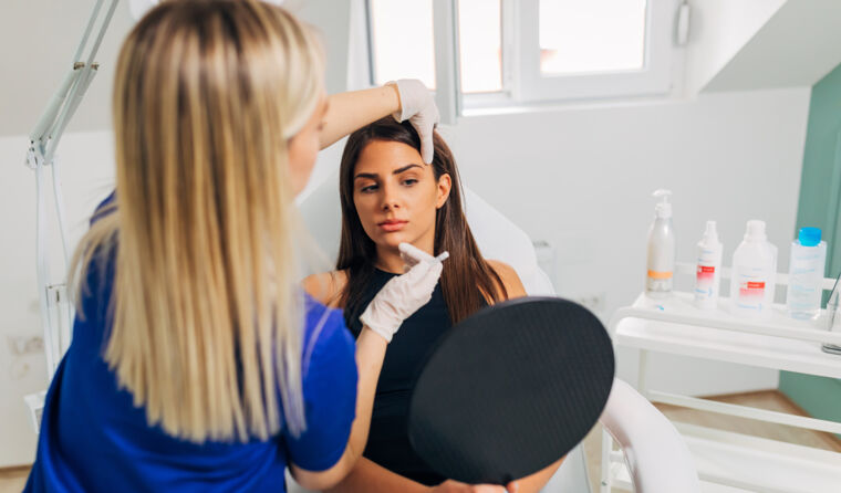 Woman having cosmetic procedure done