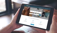 Tablet displaying HealthEngine landing page.