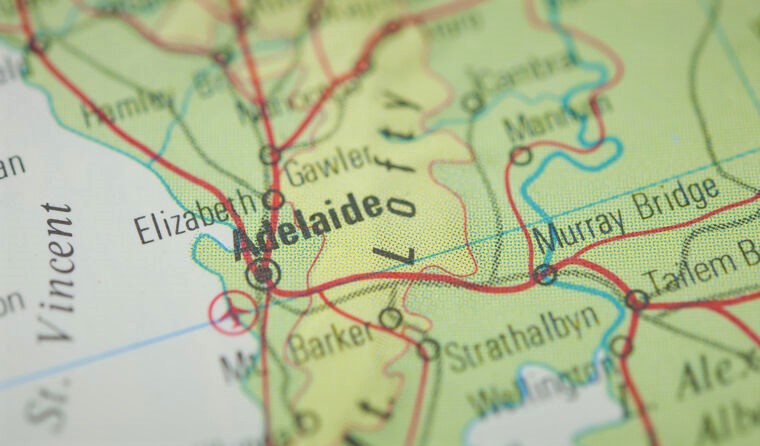 Adelaide on a map