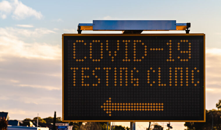 Sign for COVID testing.