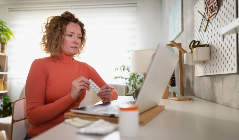 Woman sitting at her computer. 