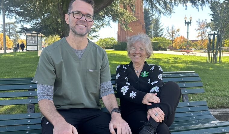Gwen Brett with her GP Dr Marcus Hayward.