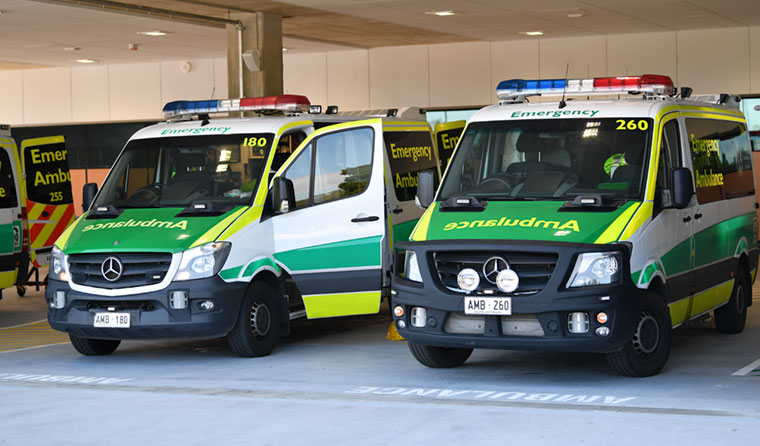 Line of ambulances