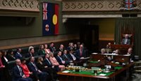 NSW Treasurer Daniel Mookhey handing down his 2025–26 State Budget inside Sydney’s Parliament House. (Image: AAP/Dean Lewins)