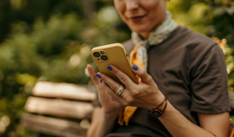Woman looking at her phone.
