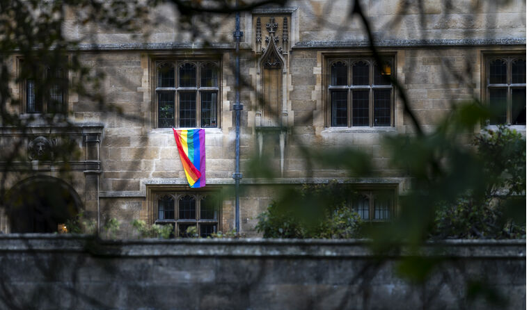 LGBTQI flag on school building