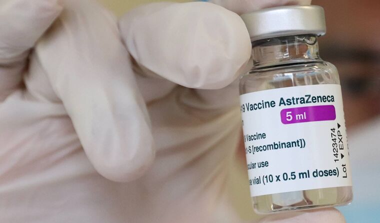 Close up of AstraZeneca vaccine vial