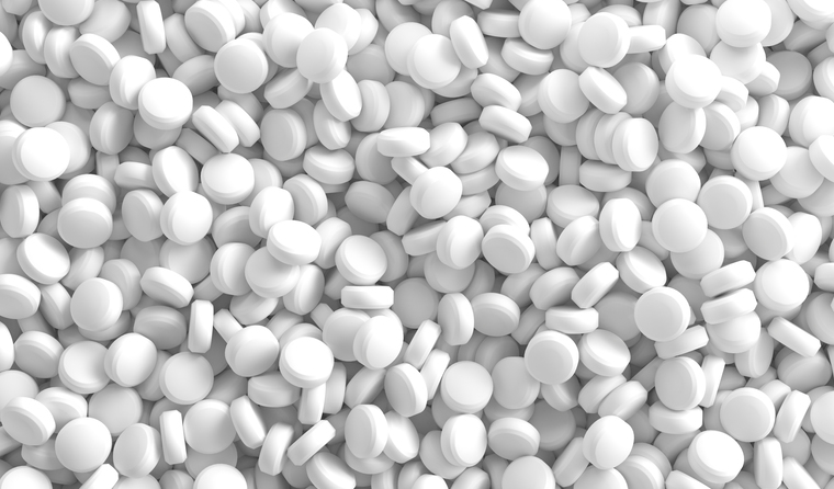 Pile of white pills