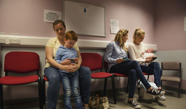 A waiting room of patients.