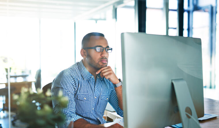 Man using a computer.