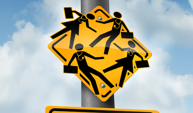 Medical students on road sign