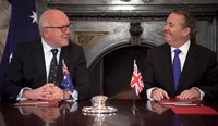 High Commissioner to the UK George Brandis with UK Secretary of State for International Trade Dr Liam Fox.