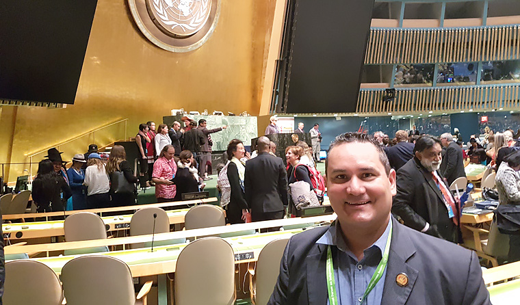 Karl Briscoe, CEO of the National Aboriginal and Torres Strait Islander Health Workers Association, at the UN Headquarters in New York.