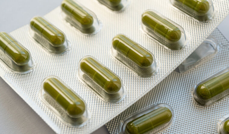 A foil pack of herbal supplements.