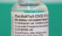 Pfizer/BioNTech COVID vaccine vial.
