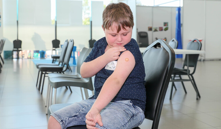 Young boy who received covid vaccine.