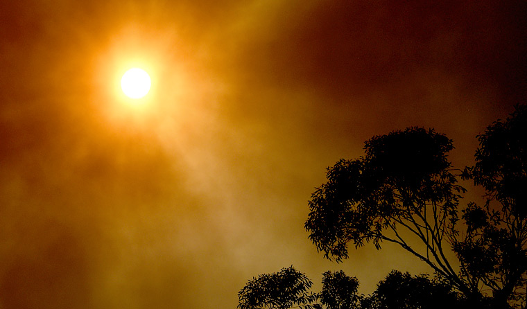Sun through heavy smoke