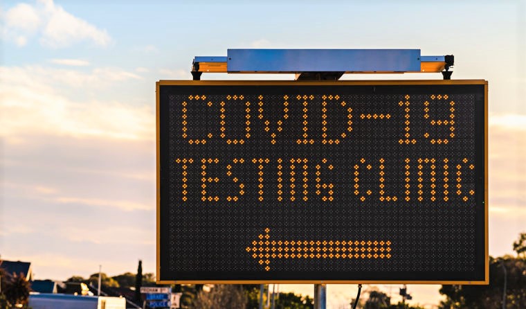 Testing clinic sign