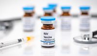 Vial of RSV vaccine medication.